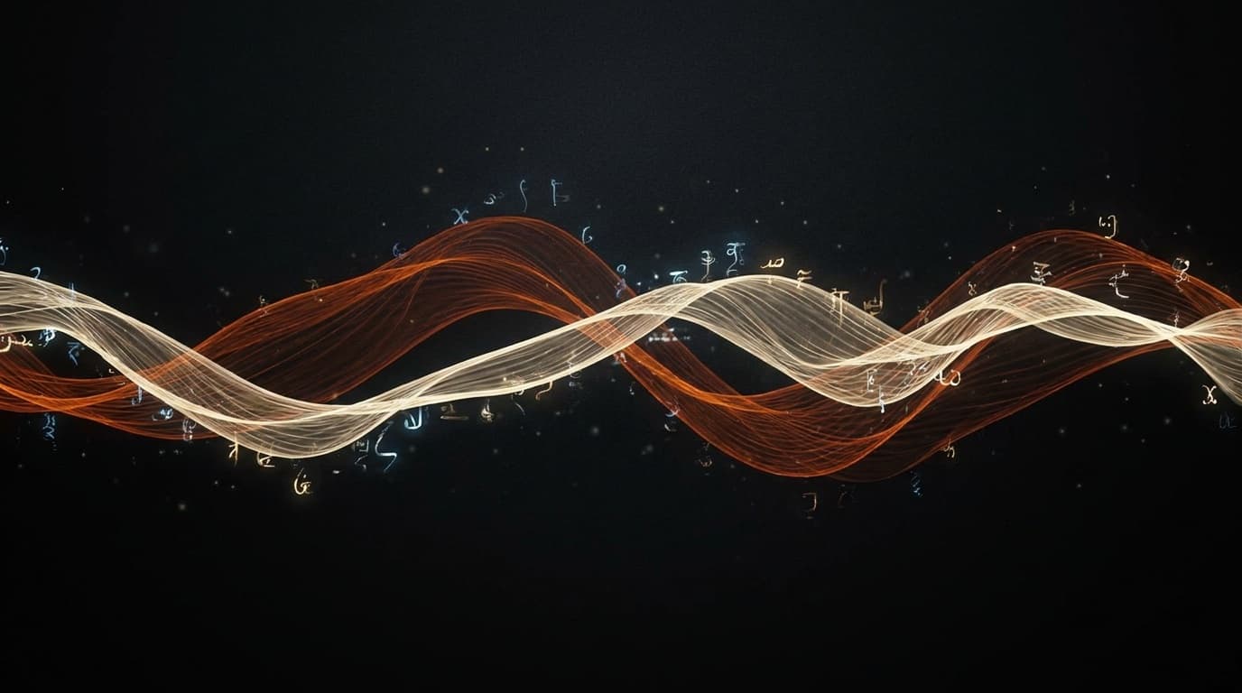 Abstract interweaving audio waveforms representing live translation